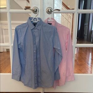 Tommy Hilfiger Blue and Pink Casual Button-Down Shirts